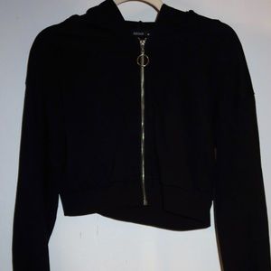 Black cropped zip up